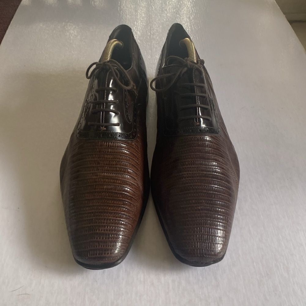 MEZLAN Men’s Genuine LIZARD Brown Leather Oxfords Size 13